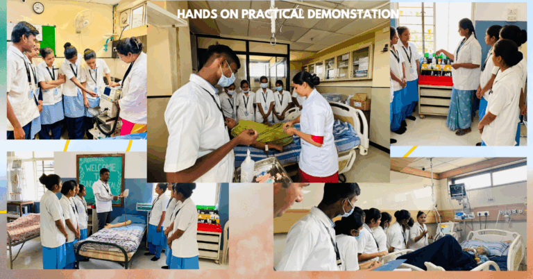 Students during hands-on practical demonstration in the hospital ward